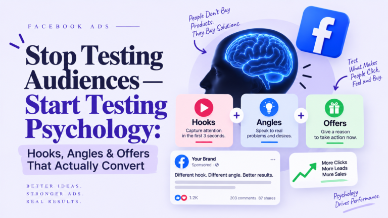Stop Testing Audiences—Start Testing Psychology: Hooks, Angles & Offers That Actually Convert